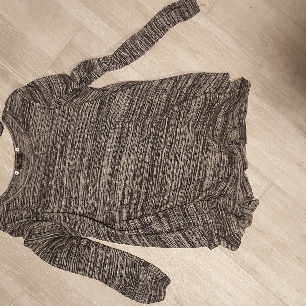 long sleeve top with scarf, off the shoulder